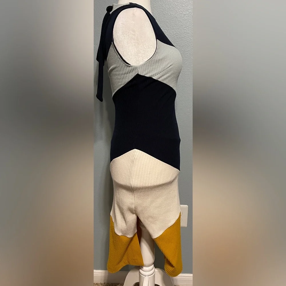 Anthropologie Hutch Lena Colorblocked Knit Midi Dress Black Gold Petite Small - Picture 7 of 13